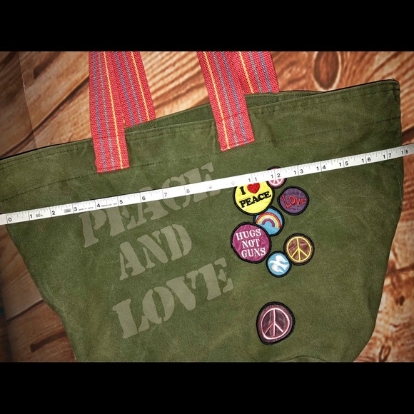 Concept One Accessories Green Peace and Love Tote - Picture 7 of 8